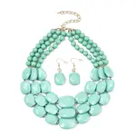 Bohemian Style Acrylic Faceted Rectangle Graduated Beaded 3 Layer Necklaces for Women