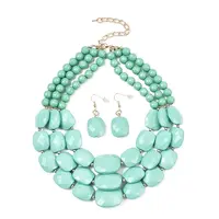 Bohemian Style Acrylic Faceted Rectangle Graduated Beaded 3 Layer Necklaces for Women