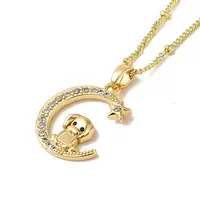 Brass Micro Pave Clear Cubic Zirconia Pendants Necklaces
