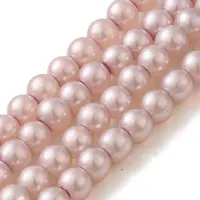 Baking Painted Pearlized Glass Pearl Round Bead Strands