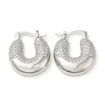Donut Brass Hoop Earrings with Clear Cubic Zirconia