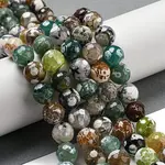 Faceted Natural Fire Crackle Agate Beads Strands