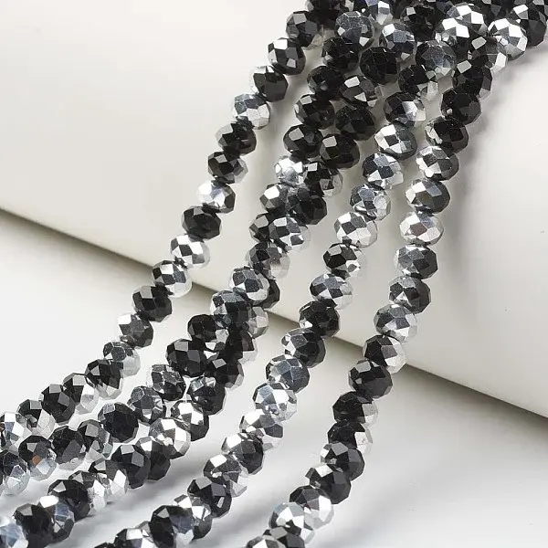 Electroplate Transparent Glass Beads Strands