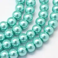 Baking Painted Pearlized Glass Pearl Round Bead Strands