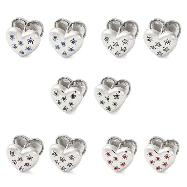 304 Stainless Steel Clear Cubic Zirconia Hoop Earrings for Women