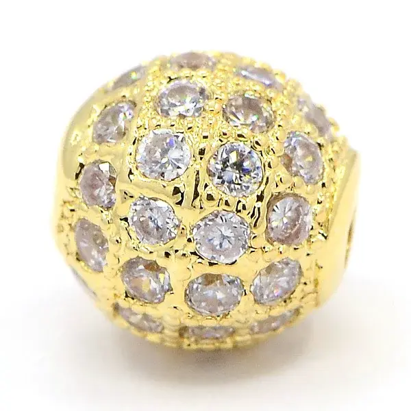 CZ Jewelry Brass Micro Pave Cubic Zirconia Round Beads