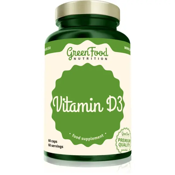 GreenFood Nutrition Vitamin D3 kapsuly pre normálnu funkciu imunitného systému, stav kostí, zubov a činnosť svalov 86 g