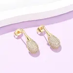 Brass Micro Pave Cubic Zirconia Teardrop Stud Earrings