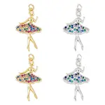 4Pcs 2 Colors Brass Micro Pave Cubic Zirconia Pendants