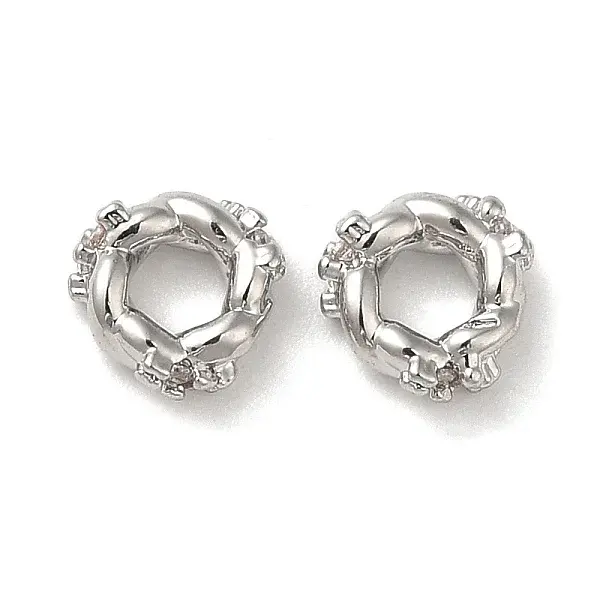 Brass Micro Pave Cubic Zirconia Beads