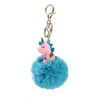 Cute Unicorn PVC & Imitate Rex Rabbit Fur Ball Keychain
