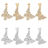 8Pcs 2 Colors Brass Micro Pave Clear Cubic Zirconia Pendants