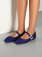 Resti Women's checked ballet flats with a buckle and strap Riffos