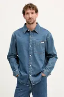 Džínová košile Calvin Klein Jeans pánská, modrá barva, relaxed, s klasickým límcem, LV04RD764G