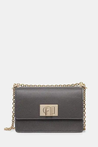 Kožená kabelka Furla šedá barva, BAFKACO.ARE000.4283S