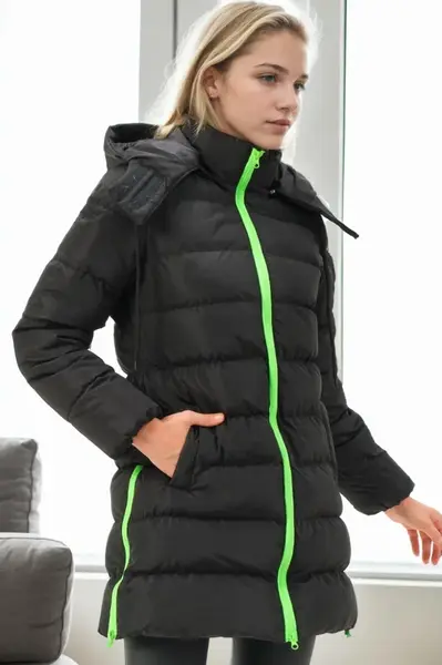 Z6770 DEWBERRY WOMEN'S COAT-BLACK-GREEN-2