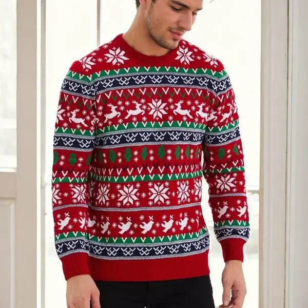 82363 Dewberry Christmas Mens Sweater-RED-1