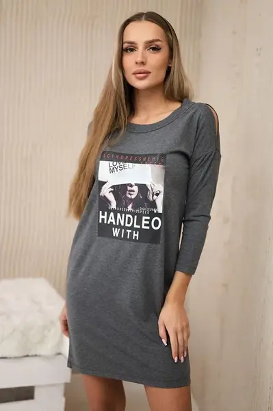 Dress with print Handle with graphite