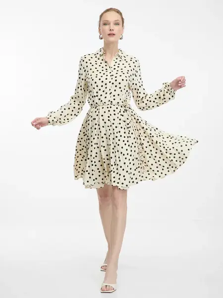 Cream women's knee-length shirt dress ORSAY - Women's