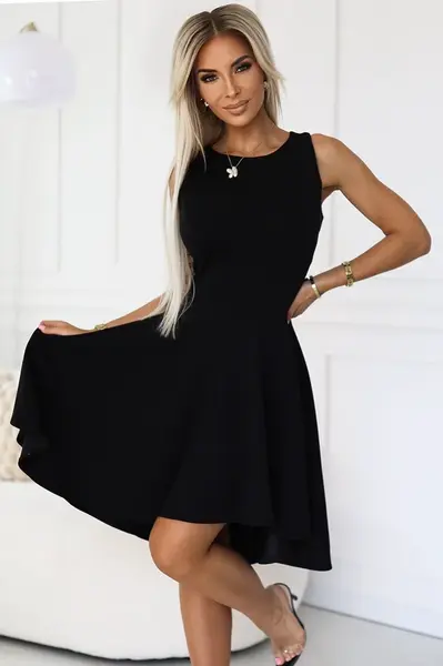575-1 Exceptional dress with a longer back part - BLACK