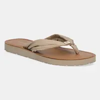 Šľapky Tommy Hilfiger TH ELEVATED BEACH SANDAL dámske, béžová farba, na plochom podpätku, FW0FW06985