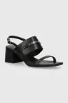Kožené sandále Calvin Klein HEEL SANDAL 45 MET BAR LTH