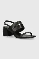 Kožené sandále Calvin Klein HEEL SANDAL 45 MET BAR LTH