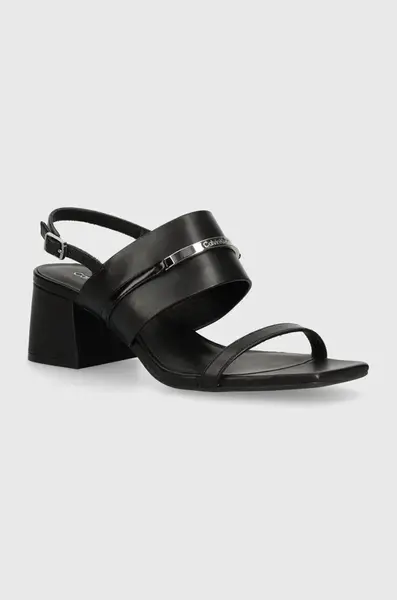 Kožené sandále Calvin Klein HEEL SANDAL 45 MET BAR LTH