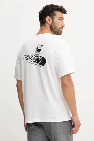 Bavlněné tričko The North Face pánské, bílá barva, s potiskem, NF0A8F2PFN41