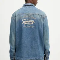 Džínová košile Tommy Jeans pánská, modrá barva, relaxed, s klasickým límcem, DM0DM21918