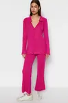 Trendyol Fuchsia Basic Polo Neck Knitwear Two Piece Set