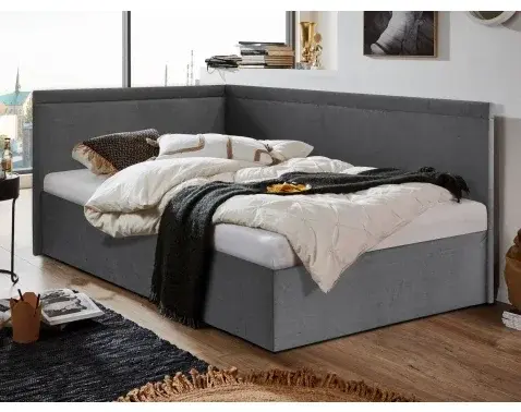 Rohová posteľ Travis ľavá120x200, šedá látka%