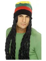 Čiapka Rasta s dlhými čiernymi dreadmi