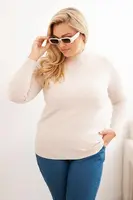 Kesi Włoski Dámský svetr Plus Size z viskózy s rolákem béžový
