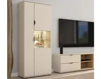 Vysoká skrinka s presklením Avola, béžová kašmír/dub cremona%