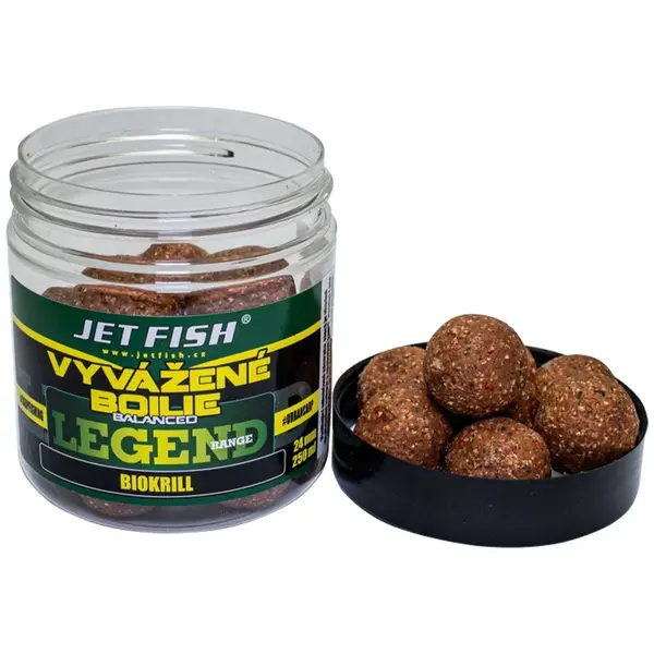 Jet fish vyvážené boilie legend range biokrill 250 ml - 24 mm