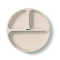 BABYONO Talíř silikonový s přísavkou - beige 6m+