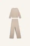 DEFACTO 2-Piece Set Crew Neck Long Sleeve Basic Plain Top Wide Leg Wide Leg Bottom