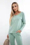 Set with a neckline with press studs dark mint
