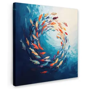 MuchoWow OBRAZ NA PLÁTNĚ Moře - Ryby - Barevné - Dynamické 50x50 cm
