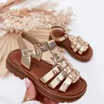 Boto Dívčí sandály s dekorativním detailem zlaté Serina