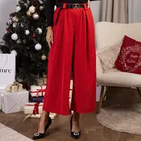 Gemre Red loose trousers decorated with rhinestones Hira