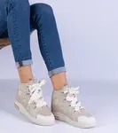 Gemre Beige women's sneakers with thick laces Gralina