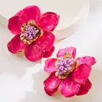 Flower Alloy Enamel Stud Earrings