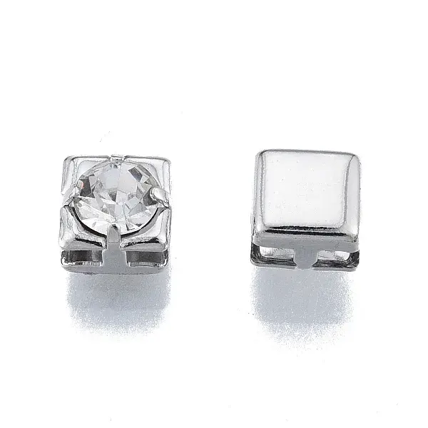 Brass Micro Pave Clear Cubic Zirconia Beads