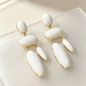 Alloy Enamel Stud Dangle Earrings