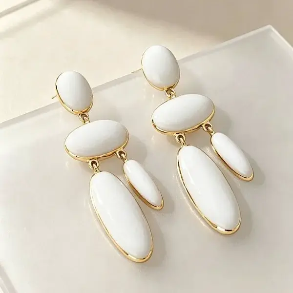 Alloy Enamel Stud Dangle Earrings