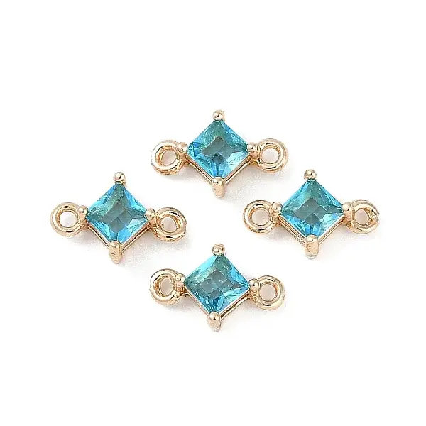 Brass Pave Glass Rhombus Links Connector Charms