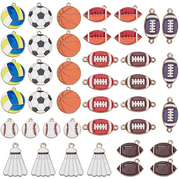 40Pcs 10 Styles Alloy Enamel Pendants