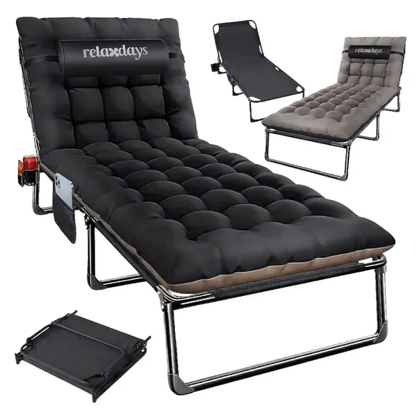 Relaxdays KEMPINGOVÁ POSTEL Černá skládací s matrací
